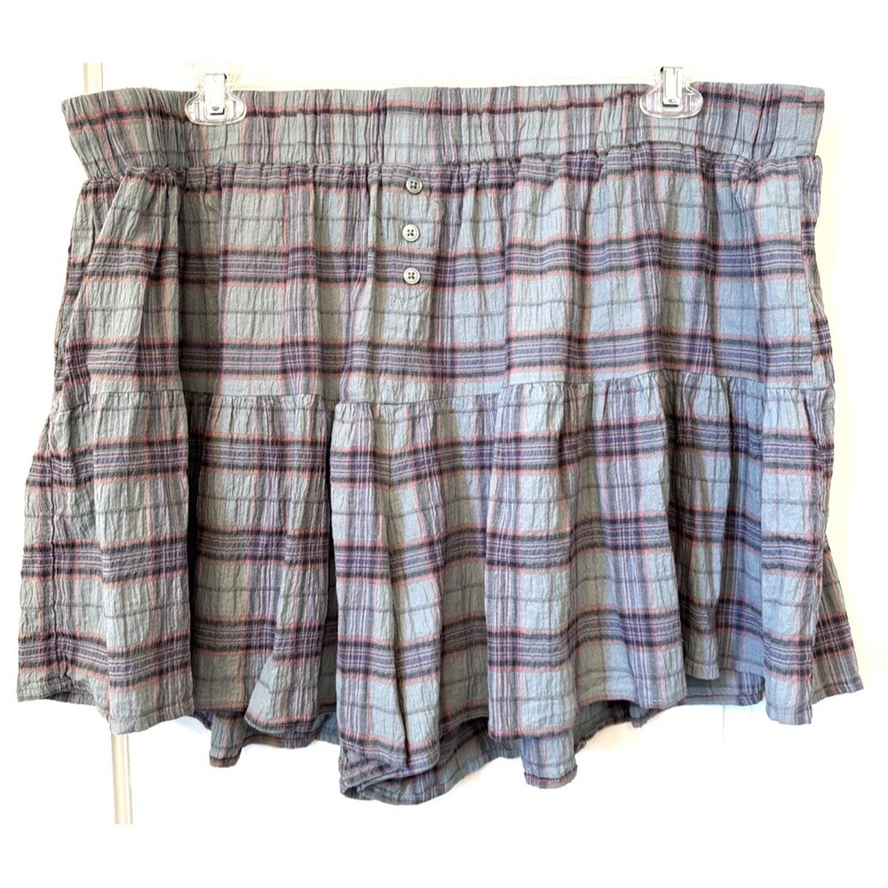 Torrid Love Sick Plaid Flowy Shorts 3X Lined Skater Academia Grunge Cowgirl